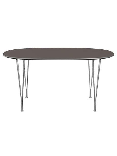 Piet Hein B612 Superellipse Esstisch, 150 x 100 cm von Fritz Hansen - Graues Laminat mit Alukante - Jacobsen Plus