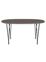 Piet Hein B612 Superellipse Esstisch, 150 x 100 cm von Fritz Hansen - Graues Laminat mit Alukante - Schwarzes Gestell - Jacobsen Plus