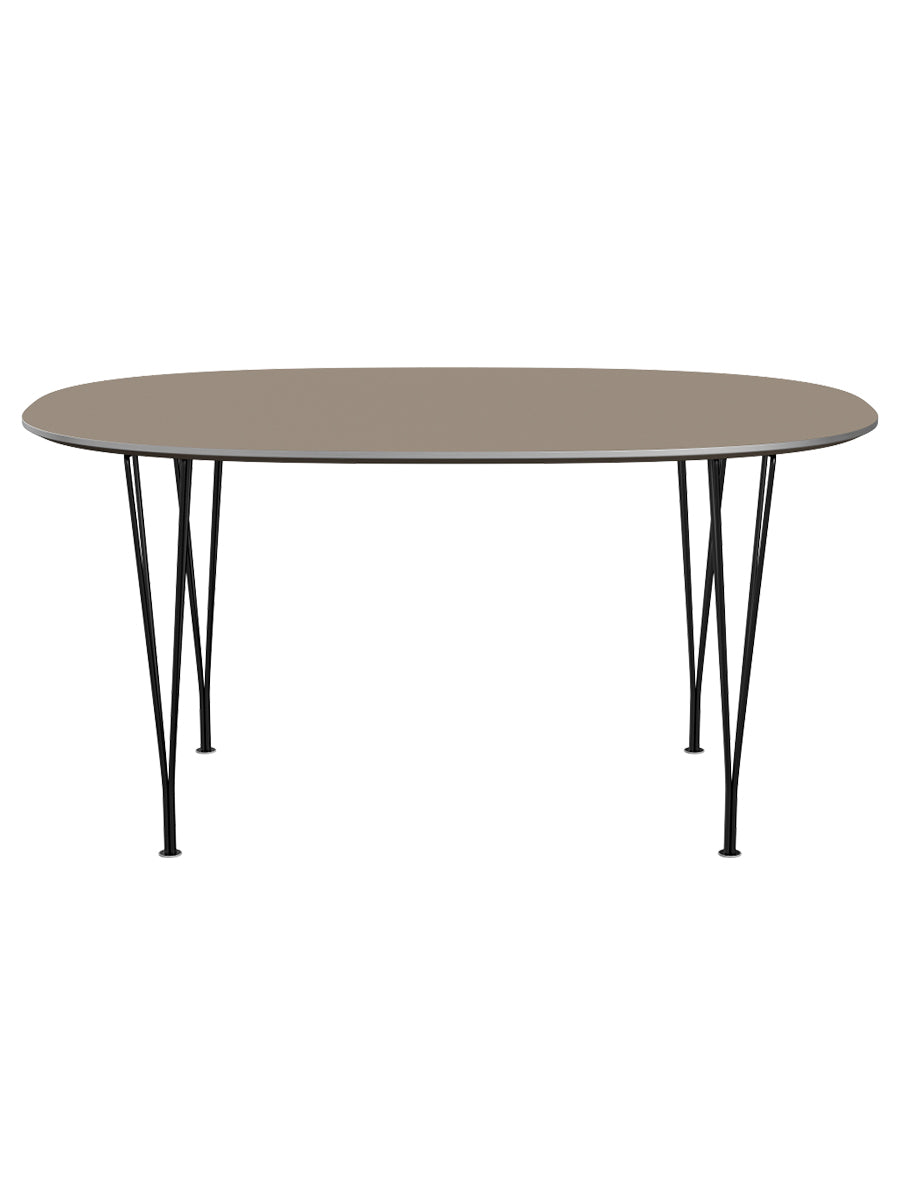 Piet Hein B612 Superellipse Esstisch, 150 x 100 cm von Fritz Hansen - Brown Ottawa m. alukant - Schwarzes Gestell - Jacobsen Plus