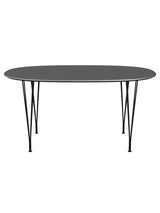 Piet Hein B612 Superellipse Esstisch, 150 x 100 cm von Fritz Hansen - Grey Bromo m. alukant - Sort stel - Jacobsen Plus