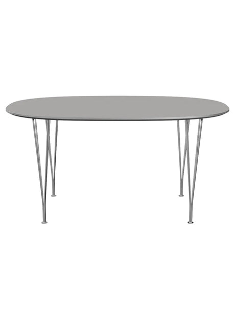 Piet Hein B612 Superellipse Esstisch, 150 x 100 cm von Fritz Hansen - Grauer Efeso mit Aluminiumkante (Sonderfarbe) - Jacobsen Plus