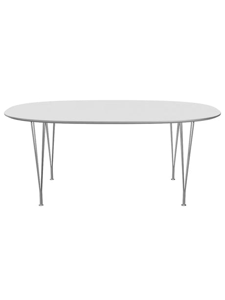 Piet Hein B613 Superellipse spisebord, 180 x 120 cm fra Fritz Hansen - Weißes Laminat mit Alukante - Jacobsen Plus