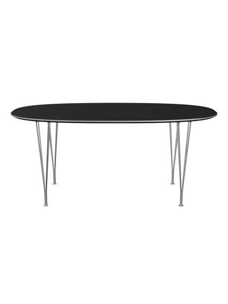 Piet Hein B616 Superellipse Esstisch, 170 x 100 cm fra Fritz Hansen - Schwarz Laminat mit Alukant - Jacobsen Plus