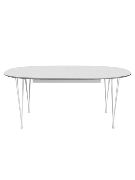 Piet Hein B619 Superellipse Ausziehtisch, 180/300 x 120 cm von Fritz Hansen - Weißes Laminat mit Alukante / Weiß pulverbeschichtet - Jacobsen Plus