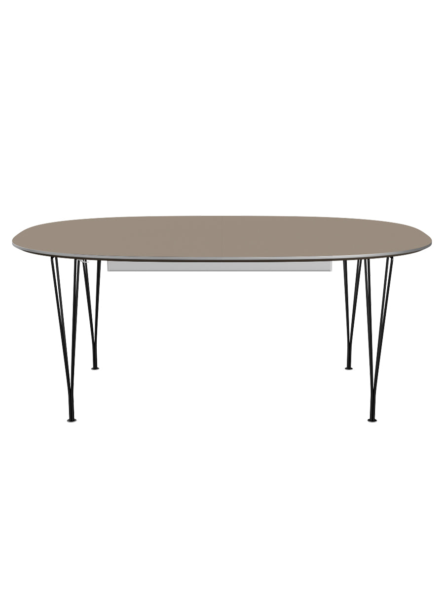 Piet Hein B619 Superellipse Ausziehtisch, 180/300 x 120 cm von Fritz Hansen - Brown Ottawa m. Alukant - Schwarz Gestell - Jacobsen Plus