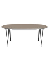 Piet Hein B619 Superellipse Ausziehtisch, 180/300 x 120 cm von Fritz Hansen - Brown Ottawa m. Alukant - Schwarz Gestell - Jacobsen Plus
