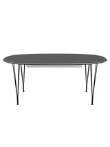 Piet Hein B619 Superellipse Ausziehtisch, 180/300 x 120 cm von Fritz Hansen - Grauer Bromo m. Alukant - schwarzes Gestell - Jacobsen Plus