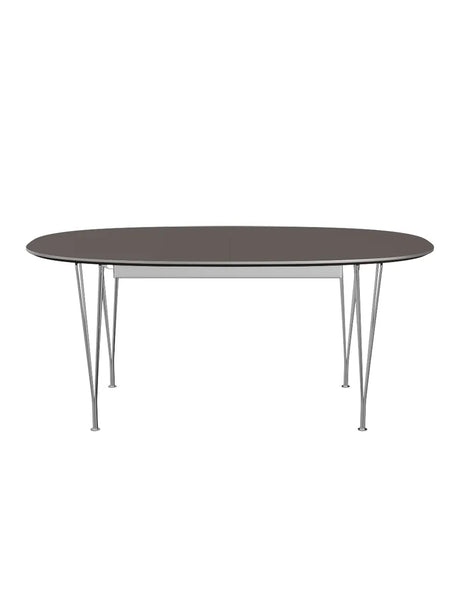 Piet Hein B620 Superellipse udtræksbord, 170/270 x 100 cm fra Fritz Hansen - Grå laminat m. alukant - Jacobsen Plus