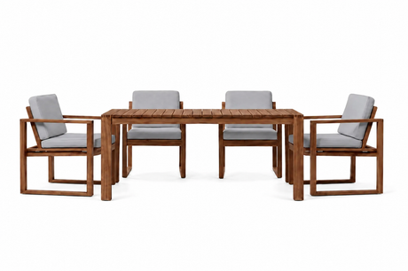 Bodil Kjær Gartenset in geöltem Teak mit 1 Gartentisch und 4 Gartenstühlen inkl. Kissen von Carl Hansen & Søn - 1 - Jacobsen Plus