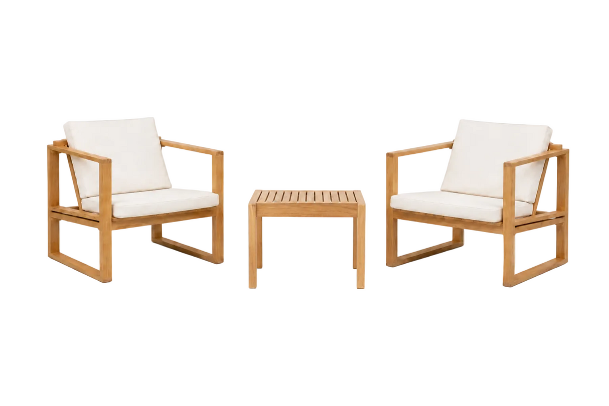 Bodil Kjær Outdoor Lounge-Set in Teak mit 1 Sidebord und 2 Lounge-Sesseln inkl. Kissen von Carl Hansen & Søn - 1 - Jacobsen Plus