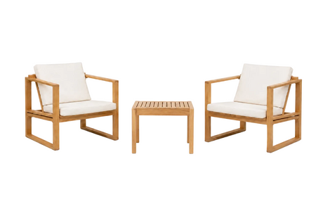 Bodil Kjær Outdoor Lounge-Set in Teak mit 1 Sidebord und 2 Lounge-Sesseln inkl. Kissen von Carl Hansen & Søn - 1 - Jacobsen Plus