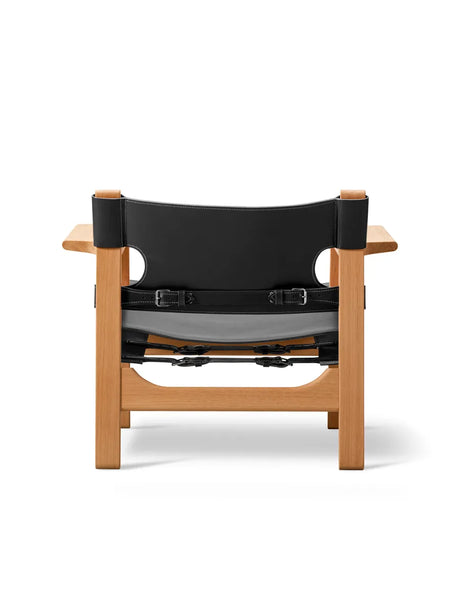 The Spanish Chair in Schwarz Leder, Eiche Oli von Børge Mogensen - 3 - Jacobsen Plus