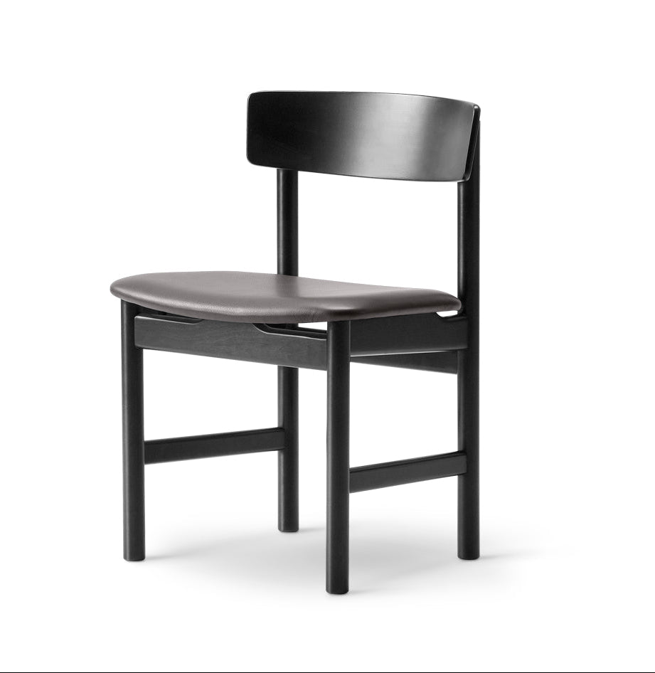 3236 Esszimmerstuhl von Børge Mogensen - Schwarz lackierte Eiche / Omni 301 schwarzes Leder - Jacobsen Plus