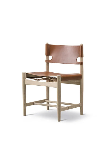Die Spanish Dining Chair von Børge Mogensen - Cognac Leder / Eiche geseift - Jacobsen Plus