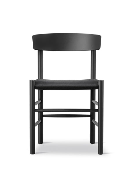 J39 Folkestolen Sitzpolster, Schwarz Canvas von Børge Mogensen - Schwarz lackierte Buche - Jacobsen Plus