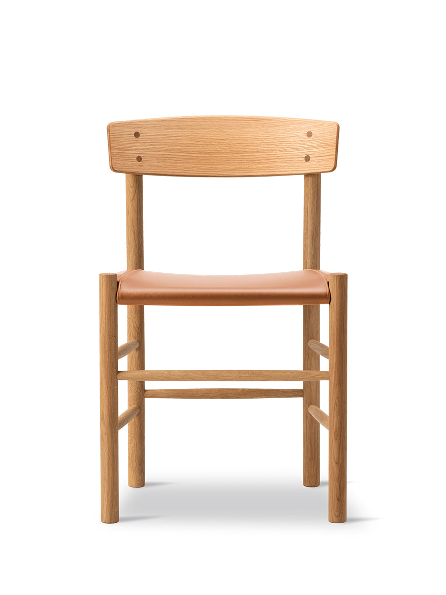 J39 Mogensen Stuhl, Sitz gepolstert, Cognac Leder von Børge Mogensen - Geölte Eiche - Jacobsen Plus