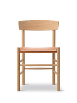 J39 Mogensen Stuhl, Sitz gepolstert, Cognac Leder von Børge Mogensen - Licht geölte Eiche - Jacobsen Plus