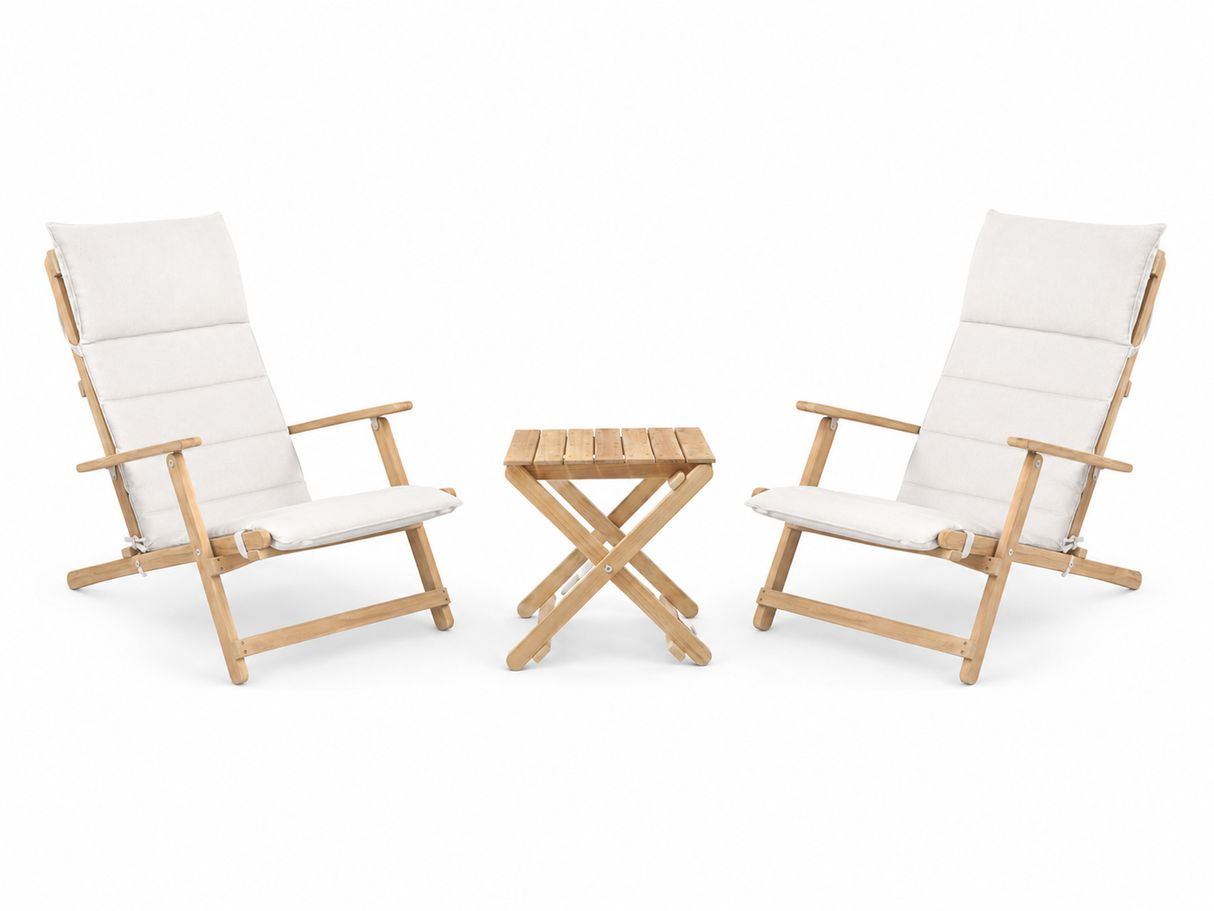 Outdoor-Lounge-Set aus Teak mit 1 BM5868 Beistelltisch und 2 BM5568 Deckstühlen inkl. Kissen von Carl Hansen & Søn - 1 - Jacobsen Plus