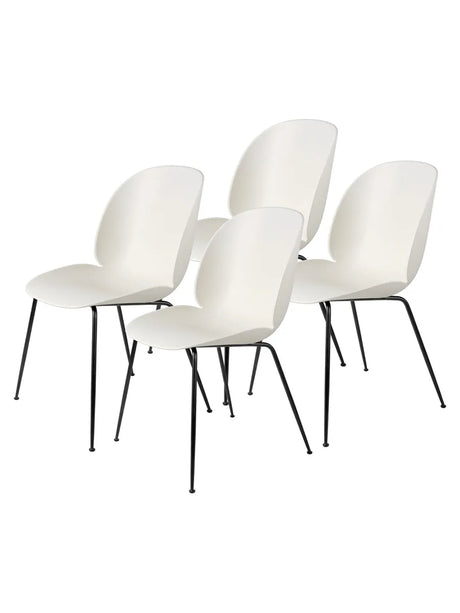 Beetle Chair, conic base 4 stk. fra GUBI - Alabaster White / Black Matt base - Jacobsen Plus