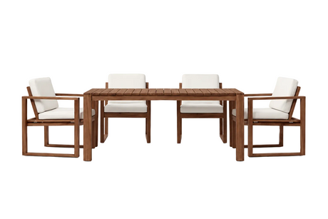 Bodil Kjær Gartenset in geöltem Teak mit 1 Gartentisch und 4 Gartenstühlen inkl. Kissen von Carl Hansen & Søn - 1 - Jacobsen Plus