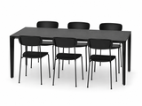 Stellar Works Taylor spisebord inkl. 6 Stack spisebordsstole i sort eg - 1 - Jacobsen Plus