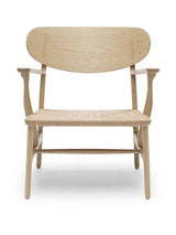 CH22 Lounge-Sessel von Hans J. Wegner - Eg - weißgeölt / Natur - Jacobsen Plus