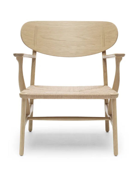 CH22 Lounge-Sessel von Hans J. Wegner - Eg - weißgeölt / Natur - Jacobsen Plus