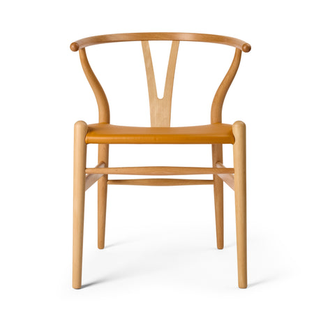 Y-stol CH24P, Bøg olie med Loke 7050 læder af Hans J. Wegner - Jacobsen Plus