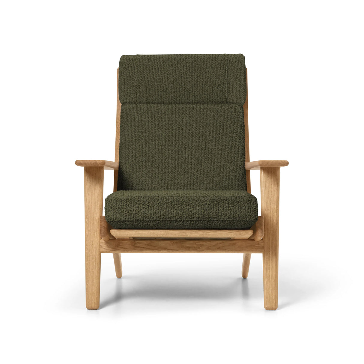 CH291 Lounge-Sessel von Hans J. Wegner - Geölte Eiche - Bute Storr 3721 Camouflage - Jacobsen Plus