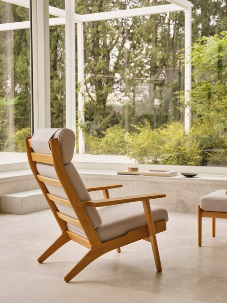 CH291 Lounge-Sessel von Hans J. Wegner - Geölte Eiche - Serpentine 0118 - Jacobsen Plus