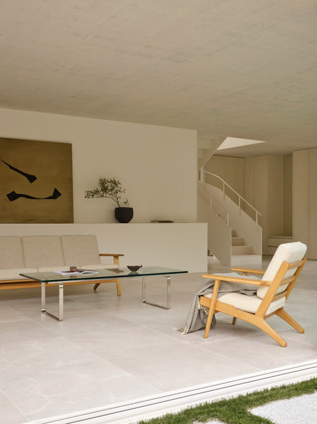 CH290 Lounge-Sessel von Hans J. Wegner - Geölte Eiche - Bute Storr 1501 Eggshell - Jacobsen Plus