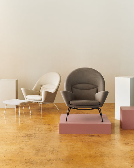 CH468 Oculus Stuhl, Umi Textil von Hans J. Wegner - Umi 61322 mit Clay White Gestell - Jacobsen Plus