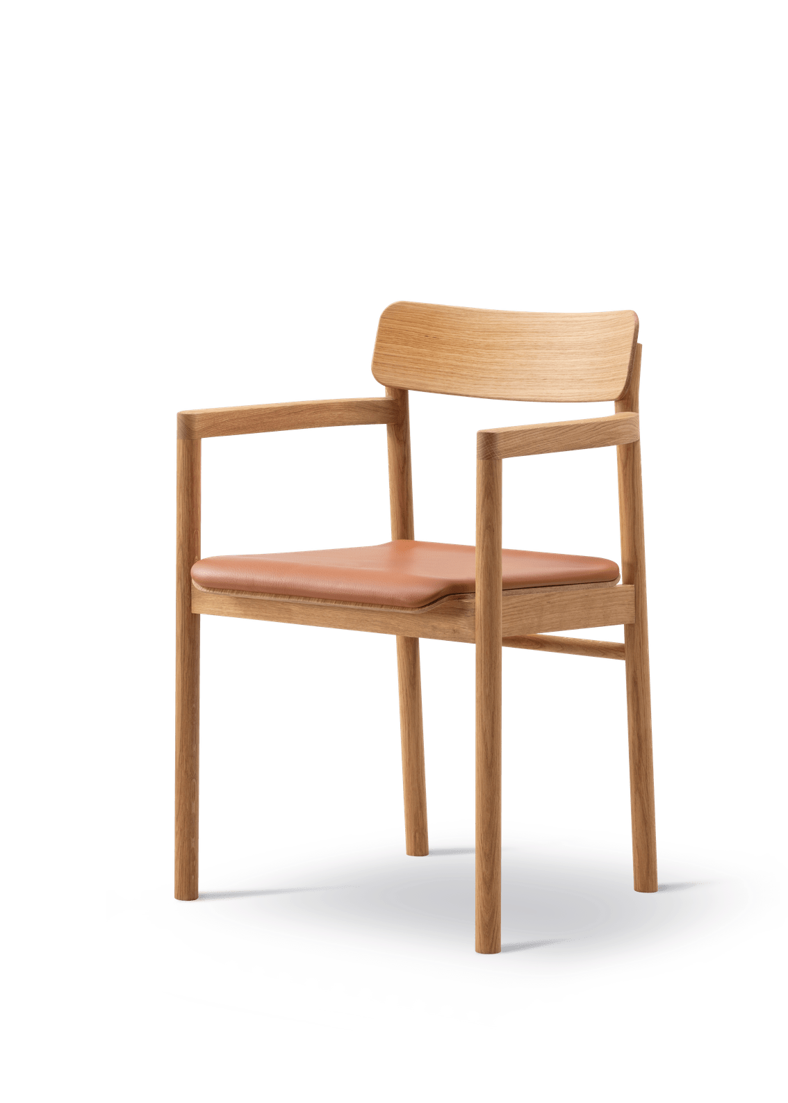 Post Spisebordsstol olieret eg, sædepolstret omni 07 cognac læder fra Fredericia Furniture - 1 - Jacobsen Plus
