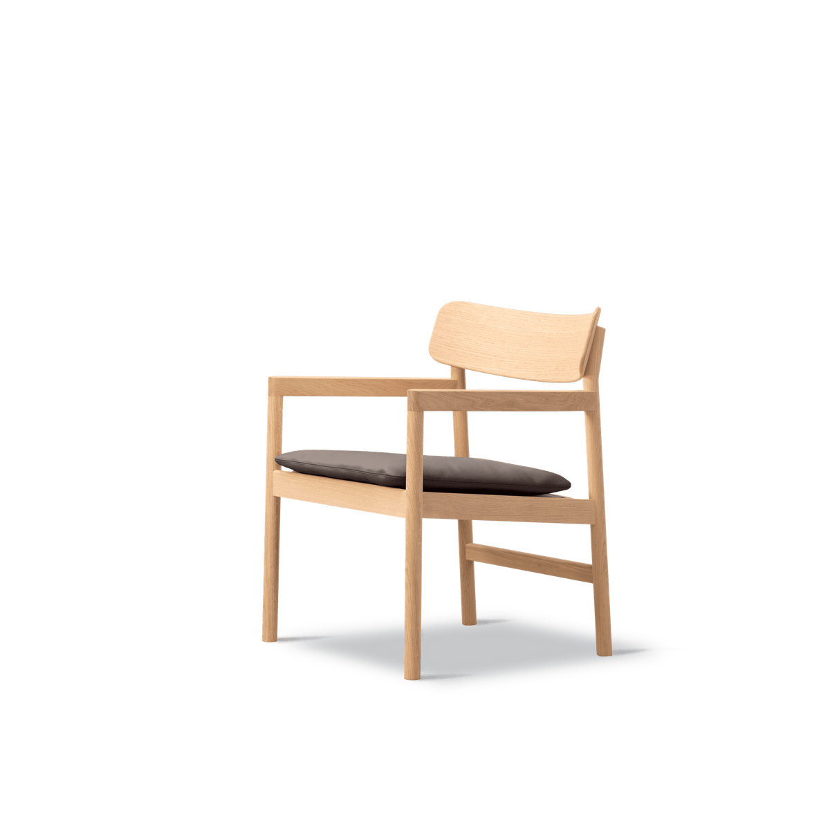 Fredericia Furniture CM3546 Post loungestol af Cecilie Manz - Lys olieret eg - Omni 377 dark brown leather - Jacobsen Plus