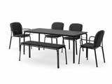 Thorvald havemøbelsæt i Warm Black med 1 bord, 4 stole og 1 bænk inkl. hynder fra &Tradition - 1 - Jacobsen Plus