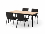 Ville havemøbelsæt i Teak & Warm Black med 1 bord og 4 stole fra &Tradition - 1 - Jacobsen Plus
