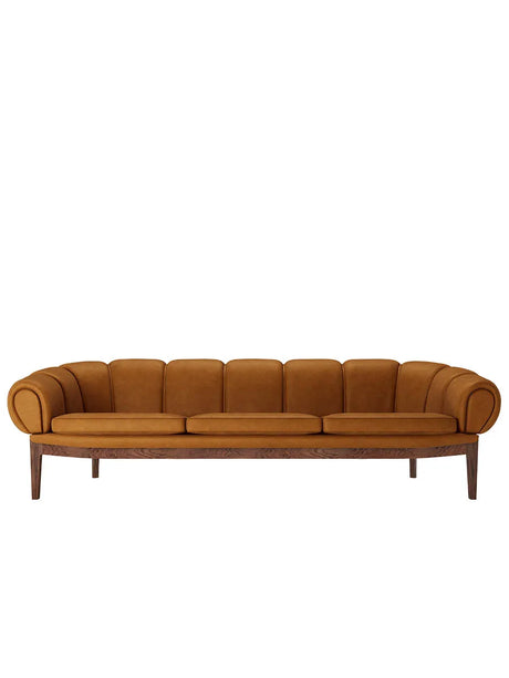 Croissant Sofa 3-Sitzer, Leder von GUBI - Preisklasse 3 / Massives geöltes Eichenholz - Jacobsen Plus