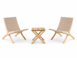 Outdoor-Loungeset in Teak mit 1 BM5868-Beistelltisch und 2 Cuba Outdoor Stühlen in Sesame von Carl Hansen & Søn - 1 - Jacobsen Plus