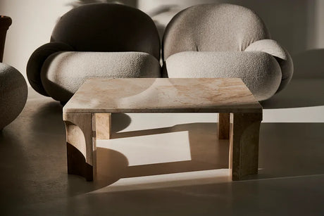 Doric Coffee Table 80 x 80 cm, Neutral White Travertin von GUBI - 2 - Jacobsen Plus
