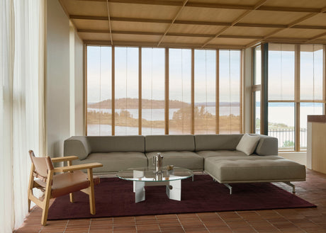 Delphi 450A, 3-Personen Sofa mit Hocker von Fredericia Furniture - Keiga 0132 / gebürstetes Aluminium - Jacobsen Plus