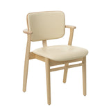 Domus Chair, gepolstert von Artek - Birke - Leder Prestige Creme - Prestige Nougat Biese - Jacobsen Plus