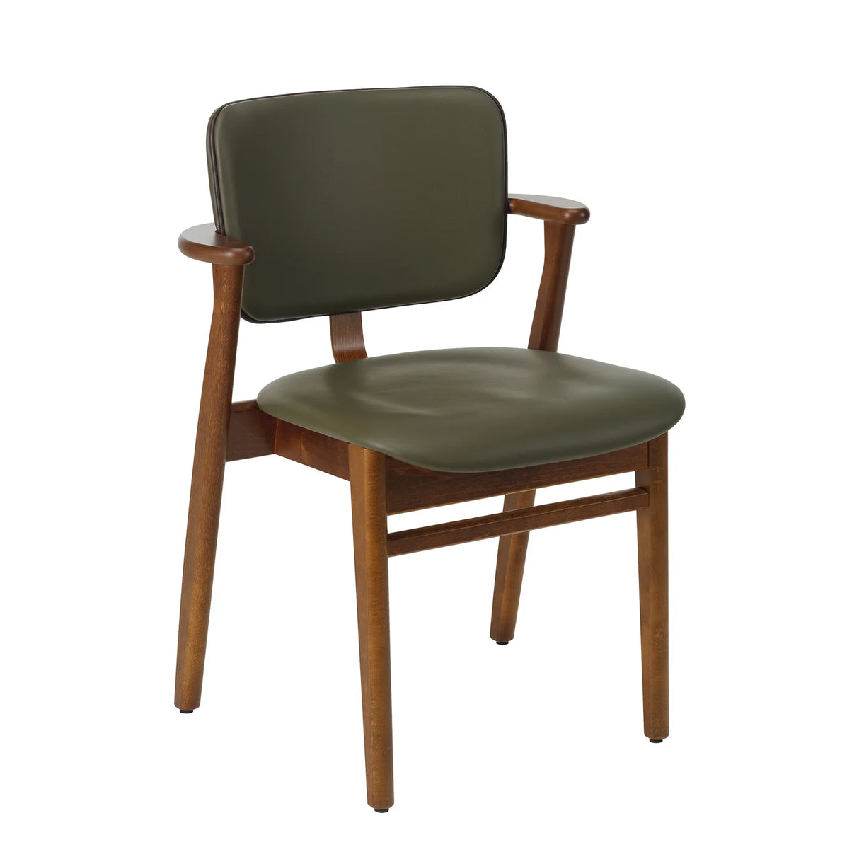 Domus Chair, gepolstert von Artek - Walnuss gebeizt - Leder Spectrum Moss - Prestige Coffee Biese - Jacobsen Plus