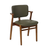 Domus Chair, gepolstert von Artek - Walnuss gebeizt - Leder Spectrum Moss - Prestige Coffee Biese - Jacobsen Plus