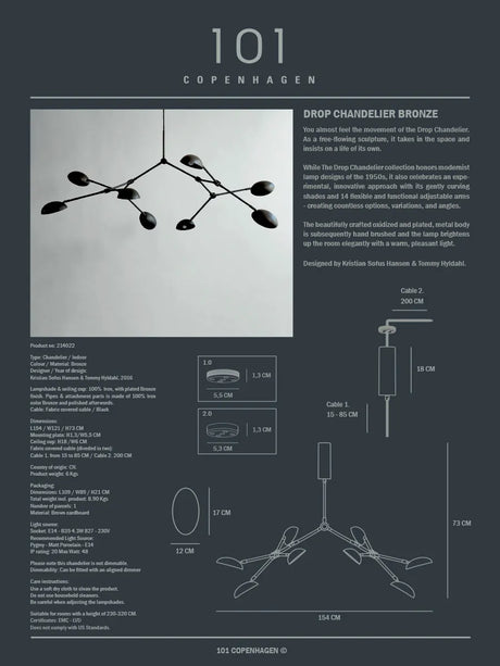 Drop Chandelier, Bronze von 101 Copenhagen - 3 - Jacobsen Plus