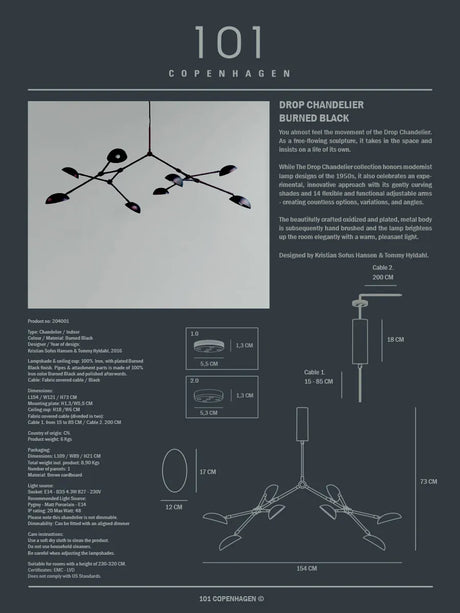 Drop Chandelier, burned black von 101 Copenhagen - 4 - Jacobsen Plus