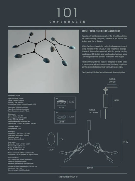 Drop Chandelier, oxidized von 101 Copenhagen - 4 - Jacobsen Plus