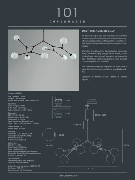 Drop Bulp Chandelier, grau von 101 Copenhagen - 5 - Jacobsen Plus