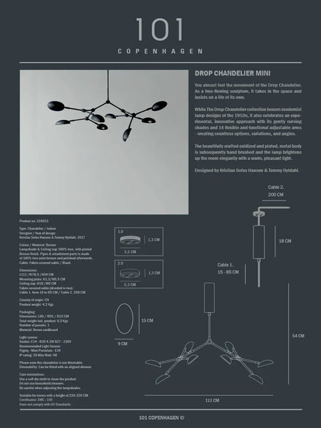 Drop Chandelier, Mini Bronze von 101 Copenhagen - 3 - Jacobsen Plus
