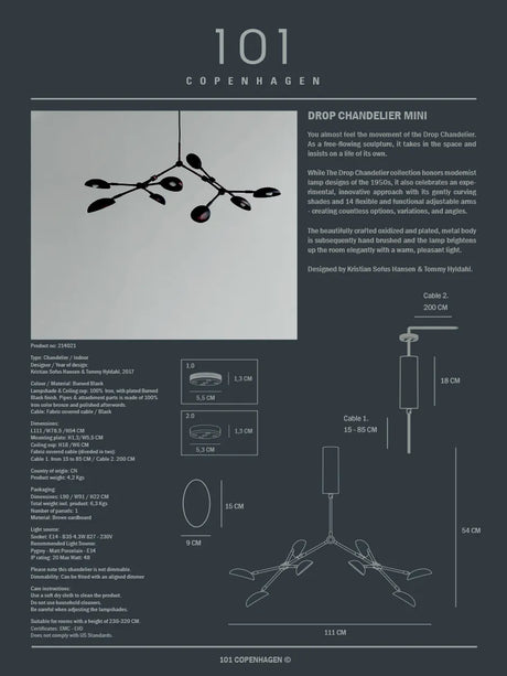 Drop Chandelier, mini burned black von 101 Copenhagen - 4 - Jacobsen Plus
