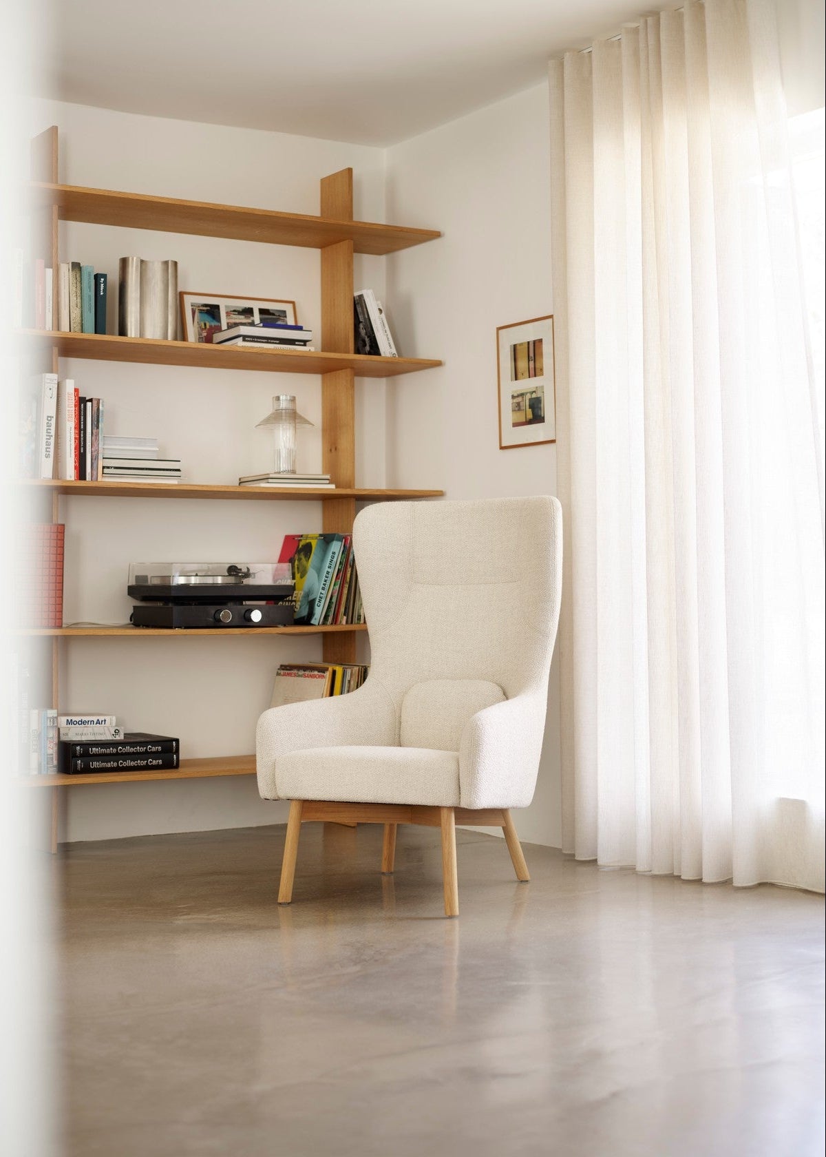 FDB Møbler - L35 Gesja, Øreklapstol, beige tekstil - 2 - Jacobsen Plus